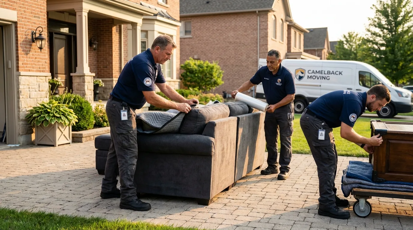 Large estate moving crew wrapping furniture in Durango, CO